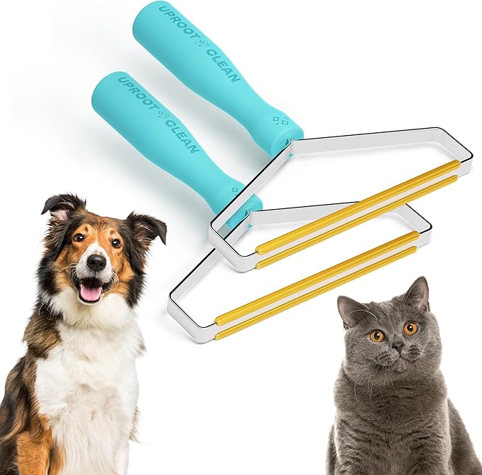 Uproot Cleaner Pro Pet Hair Removal Tool -2 Pack-Special Dog Hair Remover Multi Fabric Edge and Carpet Rake by Uproot Clean-Cat Fur Remover for Couch, Pet Towers, Rugs, Cat Mats and Trunks & Much More