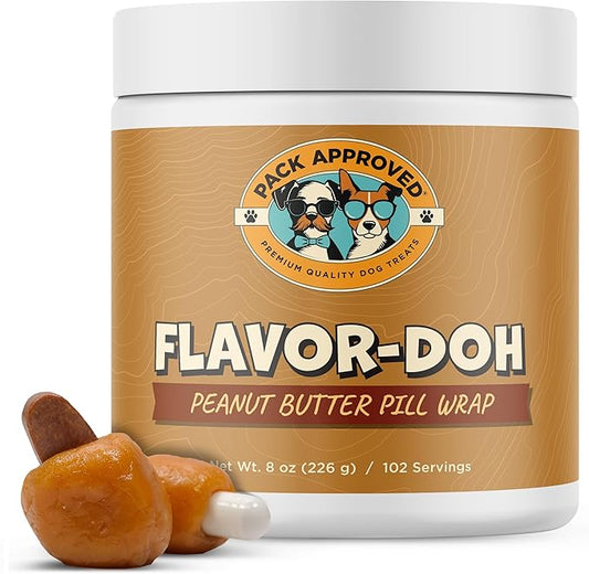 Flavor-Doh - Flavored Pill Wrap for Dogs to Hide Capsules, Create Pockets, and Form Pill Treats for Dogs - Easy-to-Use Treat Paste for Pet Medicine - Peanut Butter (8oz)