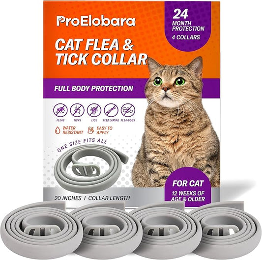 Flea and Tick Prevention Collars for Cats: Effective Pet Flea & Tick Treatment for Cats - Waterproof Adjustable Flea Tick Collars for Large & Small Cat, Outdoor Fleas Ticks Control for Kittens 4 Pack