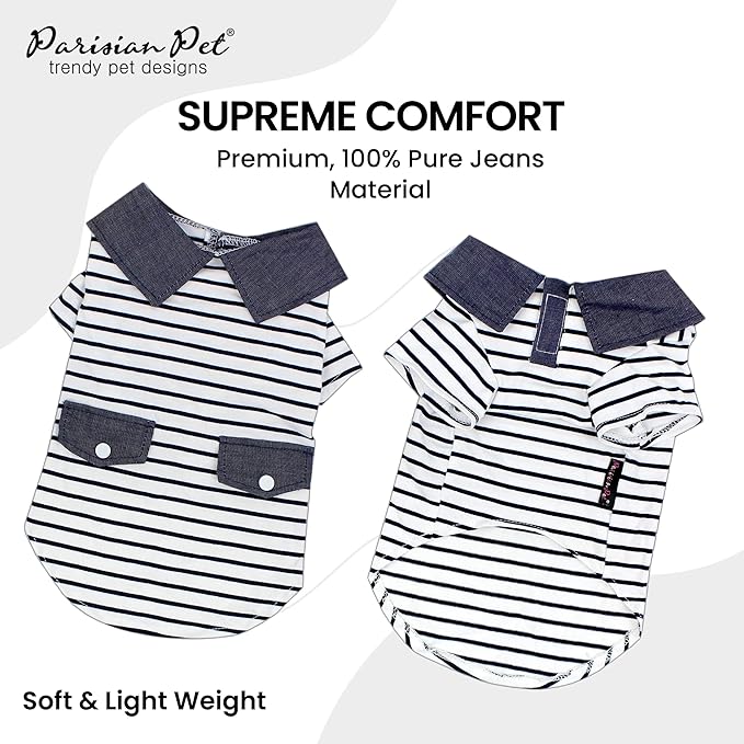 Parisian Pet Preppy Boy Polo Dog Shirt – Puppy Outfits – 100% Cotton Doggie Clothes – Cute Machine Washable Puppy Apparel - Dog Shirts for Large Dogs 2XL