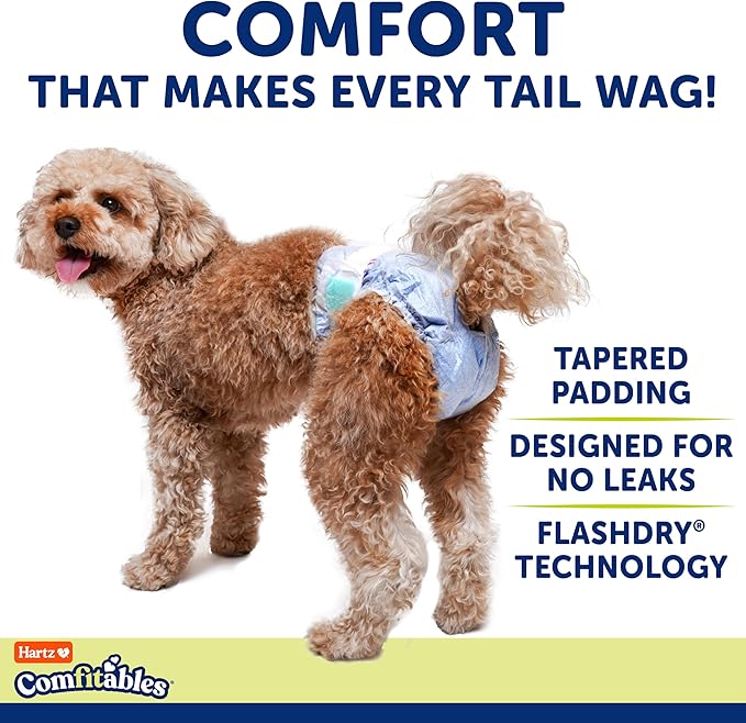 New! Hartz® Comfitables® Disposable Dog Diapers, Size Large 26 Count, Comfortable & Secure Fit, Easy to Put On, Super Absorbent Male and Female Diaper