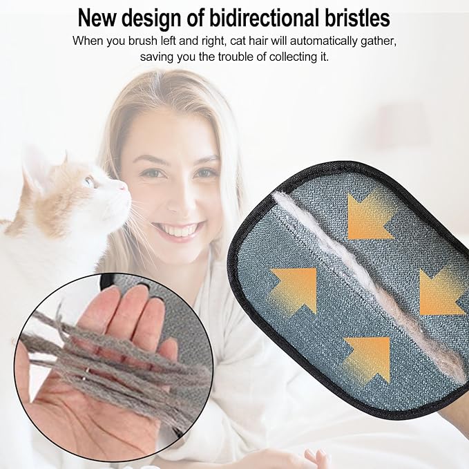 Pet Hair Removal Glove, Electrostatic Pet Hair Removal Gloves, Washable Reusable Dogs Cats Hair Gloves for Furniture, Bed, Sheets, Couch, Clothes, Carpet, Car Seat, Pet Grooming, Curtain 2PCS