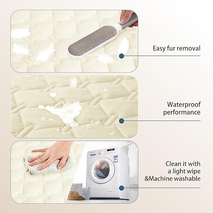 gogobunny 100% Double-Sided Waterproof Dog Bed Cover Pet Blanket Sofa Couch Furniture Protector for Puppy Large Dog Cat, Reversible (52x82 Inch (Pack of 1), Dark Cream/Light Cream)