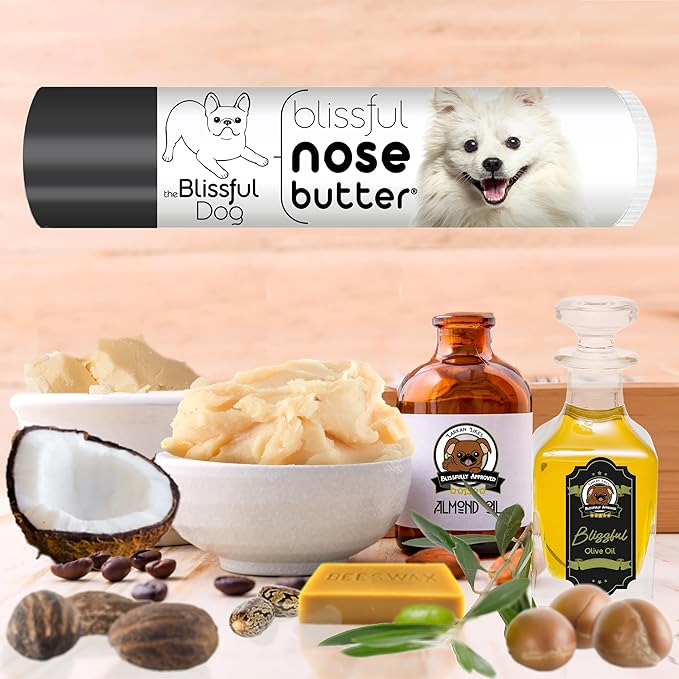 The Blissful Dog American Eskimo Nose Butter for Dry, Cracked Skin, Lick-Safe Dog Nose Balm with Moisturizing Shea Butter, Almond, Olive, and Essential Oils, Pet Supplies, Uncented, 0.15 oz.