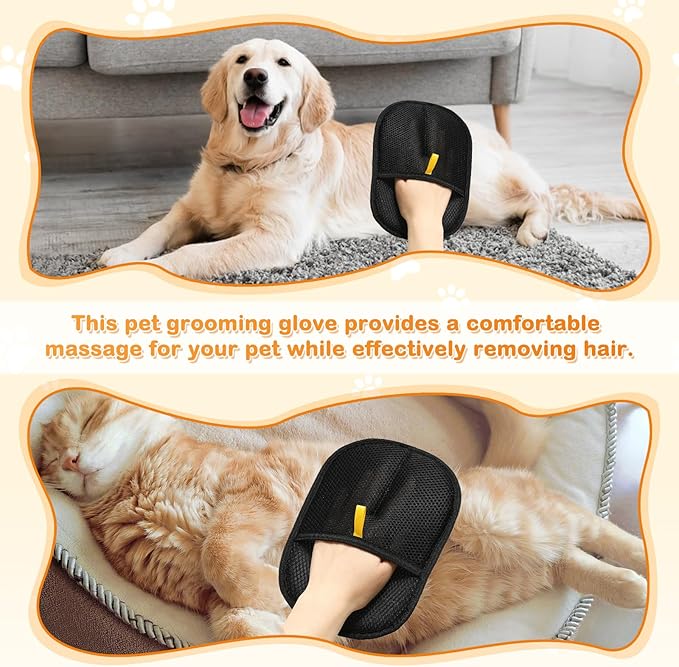 Pet Hair Removal Glove, 2025 New Reusable Electrostatic Glove for Cats & Dogs, Effective Pet Hair Remover for Furniture, Couch, Carpet, and Car Seats (3PCS)