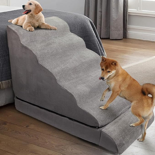 Soft Dog Stairs & Steps for High Beds 28 Inches High Tall, LitaiL Pet Stairs/Steps for High Beds for Small Large Dogs, Non-Slip Dog Ramps for Bed, for Older Cats
