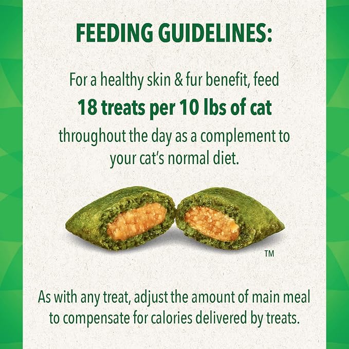 Greenies Feline Smartbites Skin & Fur Crunchy and Soft Natural Cat Treats, Chicken Flavor, 4.6 oz. Pack (Pack of 2)