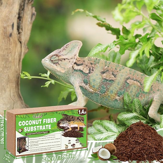 Halatool 8Pack Compressed Coconut Fiber Substrate for Reptile Natural Premium Coconut Husk Substrate Terrarium Bedding for Tortoises Beard Dragon Leopard Gecko Snake Tarantula Worm Bins