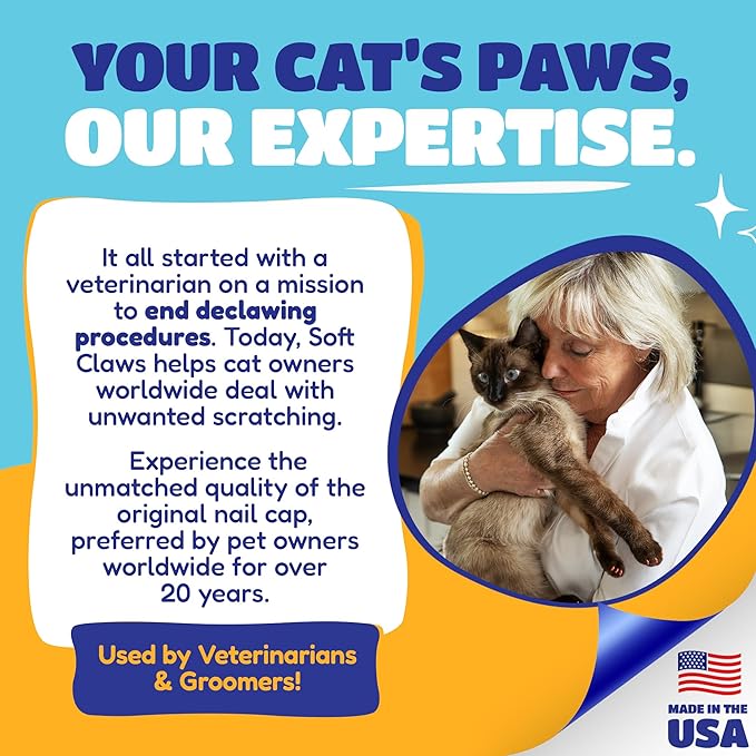 Soft Claws Cat Nail Caps for Large Cats – (40 Caps, Summer - Blue & Red) - Veterinarian-Developed | Protects Furniture & Skin - Easy to Apply, Long-Lasting Anti-Scratch Soft Cat Claw Covers
