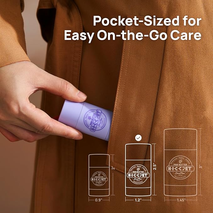 HICC PET Dog Paw Balm 0.53 oz for Dogs & Cats, Soothing Paw Balm Dogs Lick Safe, Moisturizing and Healing Dry Cracked Paws Cat Paw Balm, All-Natural Paw Wax for Dogs, Improves Rough Paws Relieves Odor