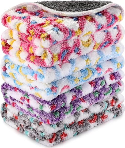 Reginary 4 Pcs Waterproof Guinea Pig Blankets Washable Small Animal Fleece Bedding Absorbent Guinea Pig Cage Liners Reusable Pet Pee Pad Sleep Mat for Hamster Ferret(Moon Star Pattern,24 x 47 Inch)