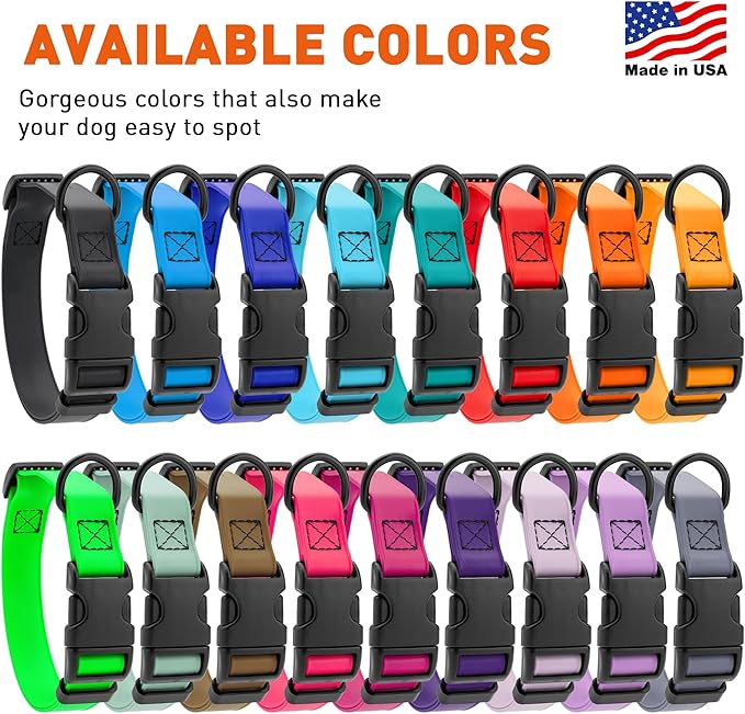 Dogline Biothane Waterproof Dog Collar with Quick Release Buckle Strong Coated Nylon Webbing with Odor- Proof for Easy Care Easy to Clean Fits Small Medium Large Dogs, Tangerine Orange 3/4" W 12-19" L