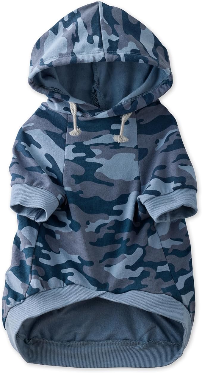 Rocky – The Orginal Lightweight Hooded TEE 100% Organic Cotton Dog Hoodie Pet Coat Sweater for Small, Medium, Large Dogs, Navy Camo, X-Large