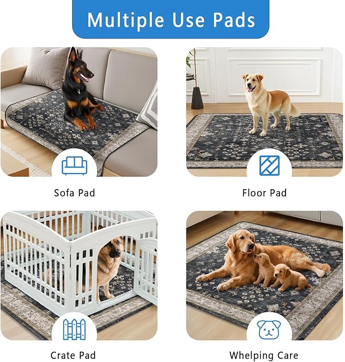 Washable Pee Pads for Dogs 2 Pack, Absorbent Reusable Puppy Pads Waterproof, Leakproof & Non-Slip Whelping Pad, Potty Training Pads for Dogs Playpen Mat 48x48