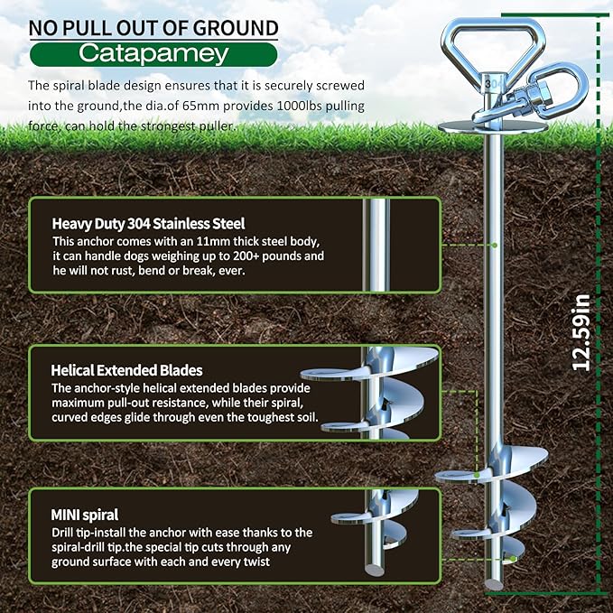 Dog Tie Out Cable and Stake,with 45FT Heavy Duty Cable,360° Swivel Dog Run Stake-No Tangle-Runner for Yard-Suitable for Large Dogs Up to 150 lbs-for Outdoor Camping