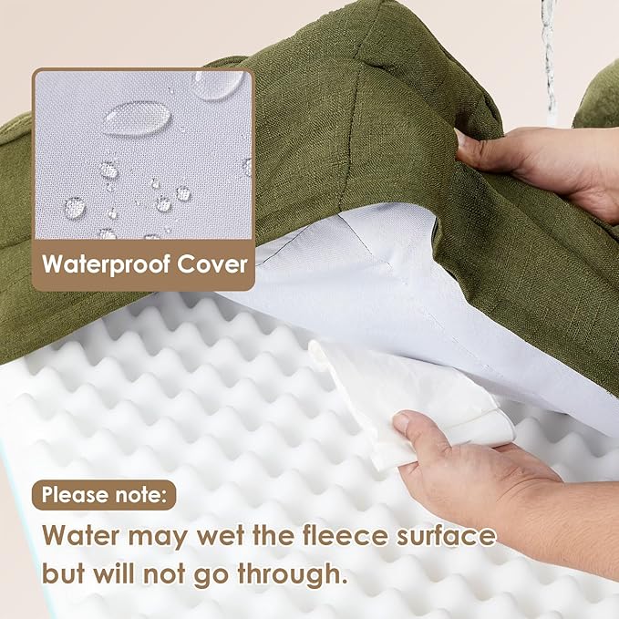 EHEYCIGA Orthopedic Dog Bed for Small Dogs, Waterproof Memory Foam Small Pet Beds with Sides, Non-Slip Bottom and Egg-Crate Foam Medium Dog Couch Bed with Washable Removable Cover, Olive Green