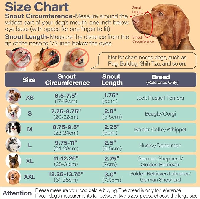 LUCKYPAW Dog Muzzle for Large Medium Small Dogs, Patented Mesh Muzzle to Prevent Biting Chewing Eating, Soft Mouth Guard with Front Opening Design for Drinking Panting(Grey, M)