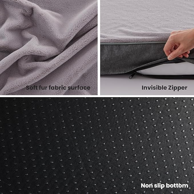 Orthopedic Memory Foam Dog Bed,Cooling Dog Beds for Extra Large Dogs, Washable Pet Beds for Crate with Faux Fur Cover, Waterproof Lining, XXXL(50inch)