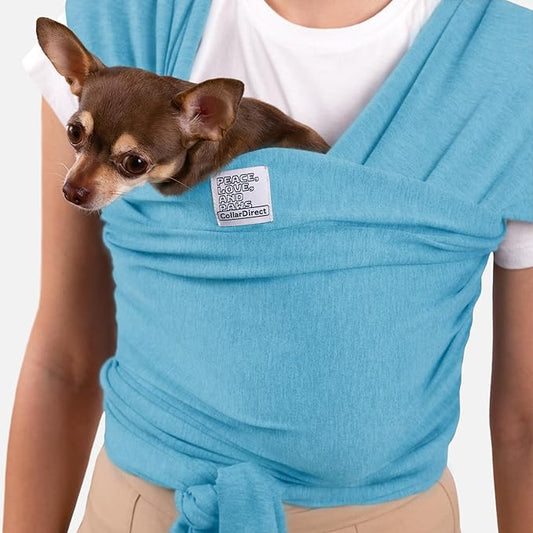 Dog Sling Carrier for Small Dogs - Anti-Anxiety Cat Sling, Puppy Pouch - Pet Sling in Gray Black Blue Green Pink Yellow (Blue, Standard)