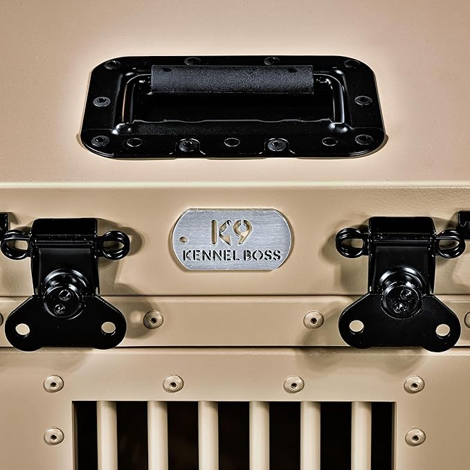 Heavy Duty Fully Collapsible Powder-Coated Aluminum Dog Crate - Small (Tan)