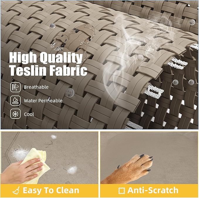 Simple Trending Raised Bed for Large Dog, Waterproof L Pet Cot, Breathable Big Bed Load 300lb, Brown