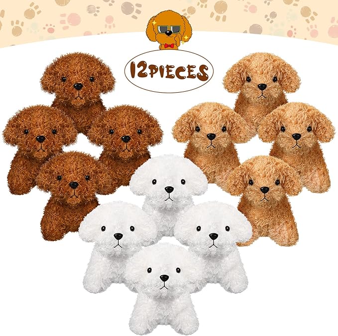 Skylety 12 Pack 5" Mini Dog Stuffed Animals Stuffed Puppies Bulk Small Plush Dogs Cute Soft Plush Toy Birthday Gift