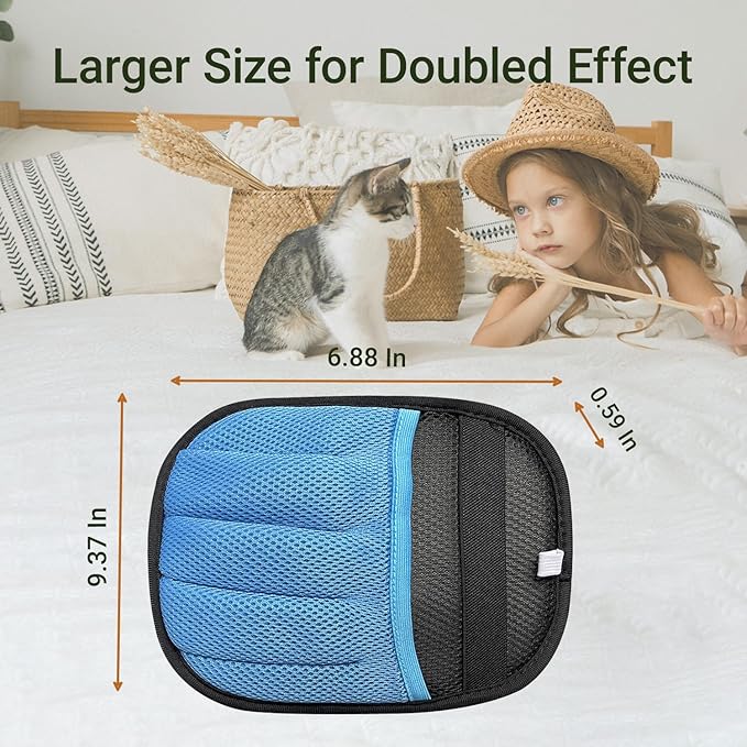 Pet Hair Remover Glove for Furniture, Reusable, 5-Finger, Blue, Dog and Cat Fur Removal Tool for Couch, Lint Clean Glove for Carpet, Bedding, Clothes, Curtain, Pet Bed, Car Seats