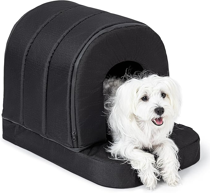 Orthopedic Dog House - Outdoor Waterproof Dog Shelter w/Porch - Indoor Pet House w/Egg-Crate Foam - Cooling - Machine Washable - Ideal for Small Breeds & Fits 24-Inch Crate - 23"x16"