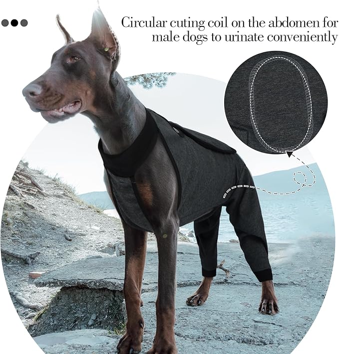 ROZKITCH Dog Surgery Leg Sleeve Rear Legs, Male Female Pet Prevent Licking Wound Elbow Knee Protector, Dog Recovery Suit Cone Collar Alternative Pants Shirt for Wound Heal Wrap Grey XL