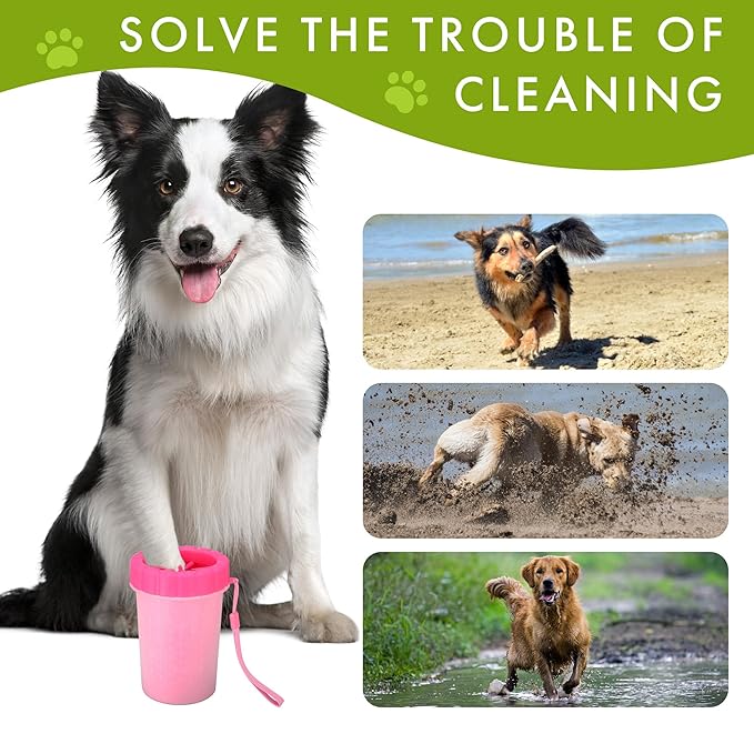 Pet Paw Cleaner Cup–Portable Dog Paw Washer with Soft Silicone Bristles–Easy to Use, Detachable, and Travel-Friendly (Red)