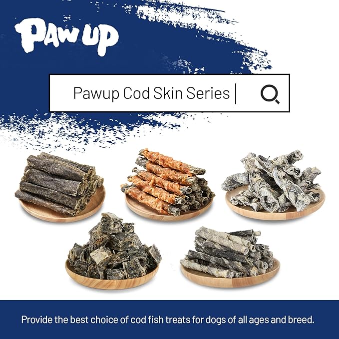Dog Treats, Cod Skins Dog Treat with Taurine, One-Ingredient Grain-Free Chew Fish Skin Rolls Rich in Omega3, 8 oz