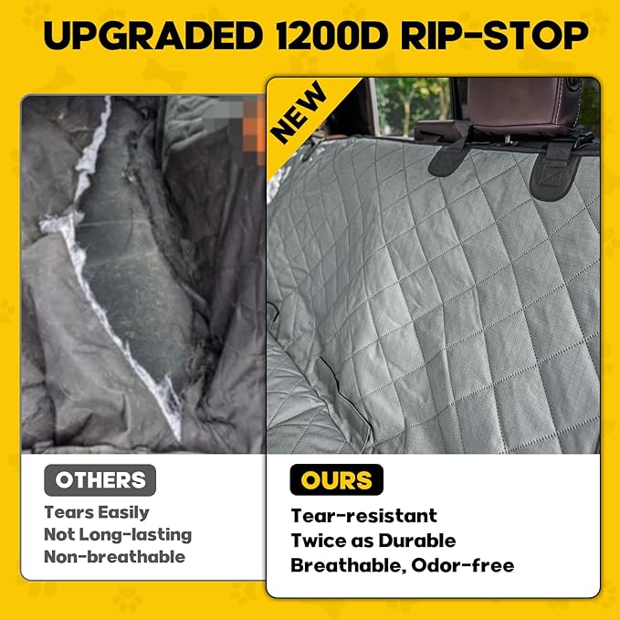 Upgrade Tough 1200D Rip-Stop Dog Truck Seat Cover for Back Seat, Anti-Scratch Waterproof Car Back Seat Extender for Dogs with Hard Bottom,Dog Hammock for F150/RAM1500/Silverado