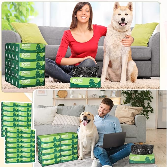 Sherr 20 Boxed Rolls 4000 Counts Dog Poop Bags Bulk Leak Proof Dog Waste Bags Universal Pet Doggy Waste Poop Box for Puppy Pets Outdoor Walking and Travel, 20 Rolls of 200(Black)