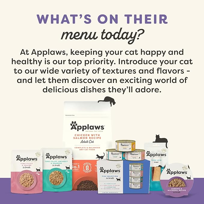 Applaws Natural Wet Cat Food in Gravy, Limited Ingredient Canned Wet Cat Food, Variety Pack, Made with Natural Ingredients, Fish Selection Variety Pack in Gravy (12 x 2.47oz Cans)