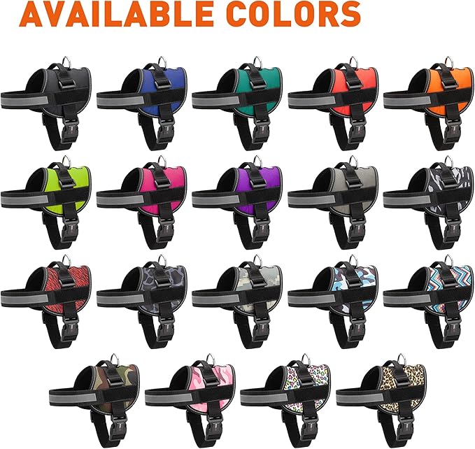 Dogline Dog Harness, Reflective No-Pull Adjustable Vest with Handle for Walking, Training, Breathable, No - Choke Harness for Small, Medium or Large Dogs Room for Patches Girth 22"-28" in Pink