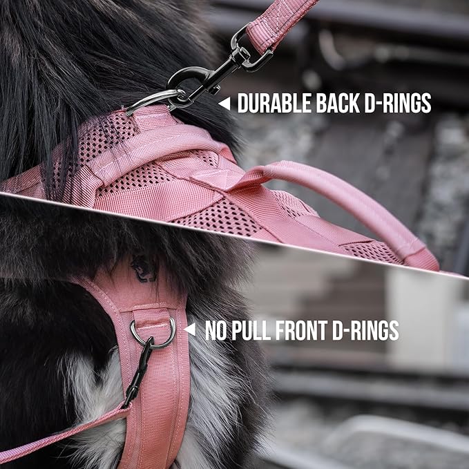 OneTigris Tactical Dog Harness for Small Dogs, No Pull Small Dog Vest Harness with Handles Breathable Military Dogs Molle Vest, Harness for Walking Hiking Training