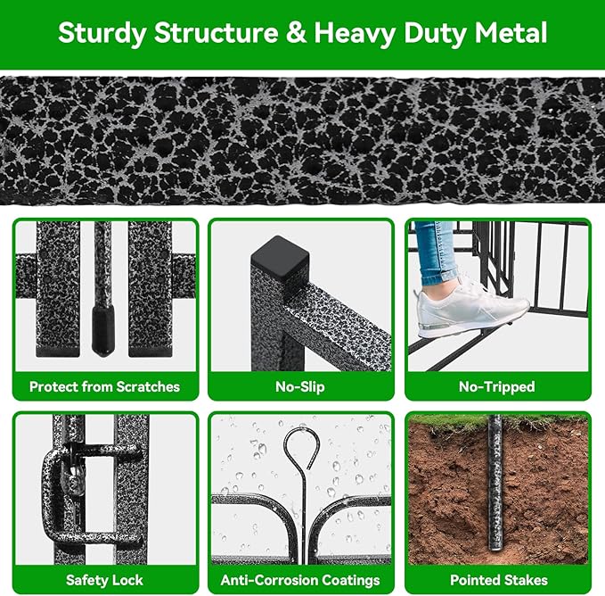 Dog Playpen Outdoor 16 Panels Heavy Duty Dog Fence 32" Height with Thick Pipe Anti-Rust with Doors Portable for RV Camping Yard, Total 36FT, 103 Sq.ft, Snowy Black