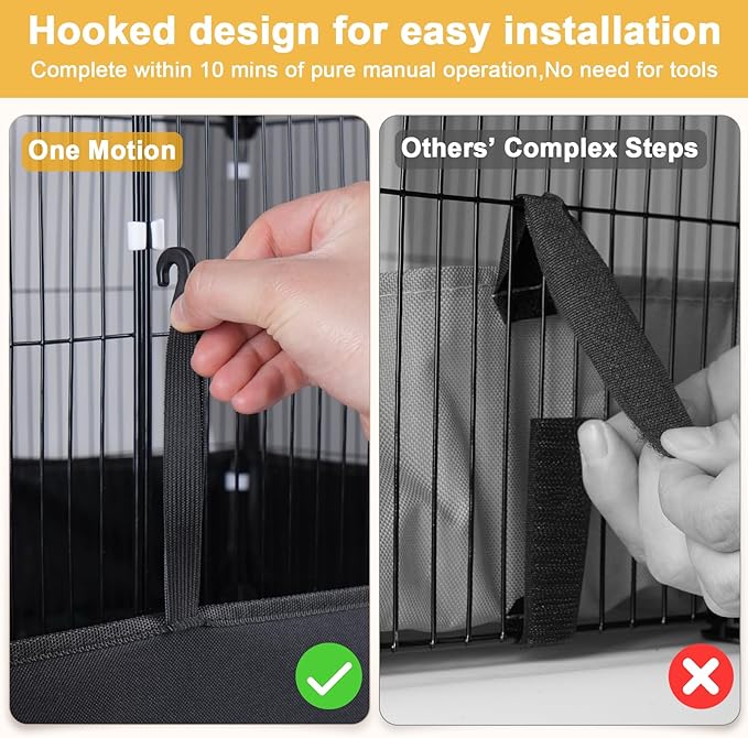 Tresbro Guinea Pig Cage with Top Cover & 12 Panels, Triple Fixing Measures Small Animal Playpen with Waterproof PVC Liner & One-Motion Hooks, 48 x 24 x 16 C&C Grids Cage for Bunny, Hedgehog, Hamster