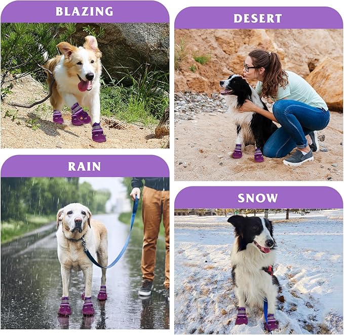 Dog Shoes for Large Medium Small Dog, Mesh Breathable Dog Shoes for Hot Pavement, Anti-Slip Dogs Boots Paw Protectors with Reflective for Outdoor Walking Indoor Hardfloors (Size 4)