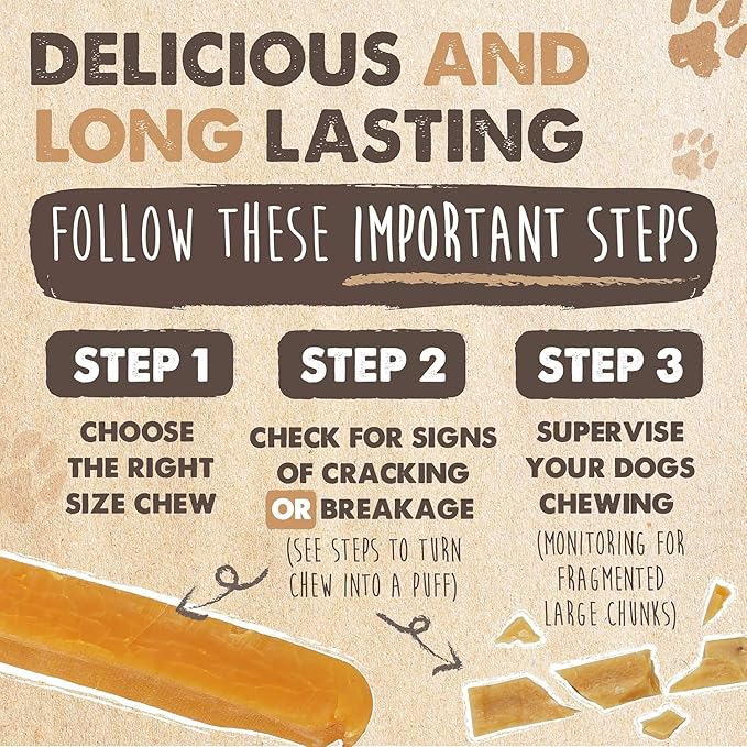Mighty Paw Yak Cheese Chews for Dogs - All-Natural Long Lasting Pet Treats - Odorless Limited-Ingredient Chews for Puppies & Power-Chewers (Medium, 4 Pack)