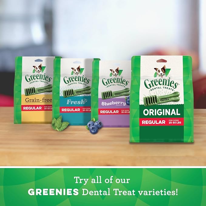 Greenies Original Teenie Natural Dental Care Dog Treats, 3 oz. Pack (11 Treats) (Pack of 2)