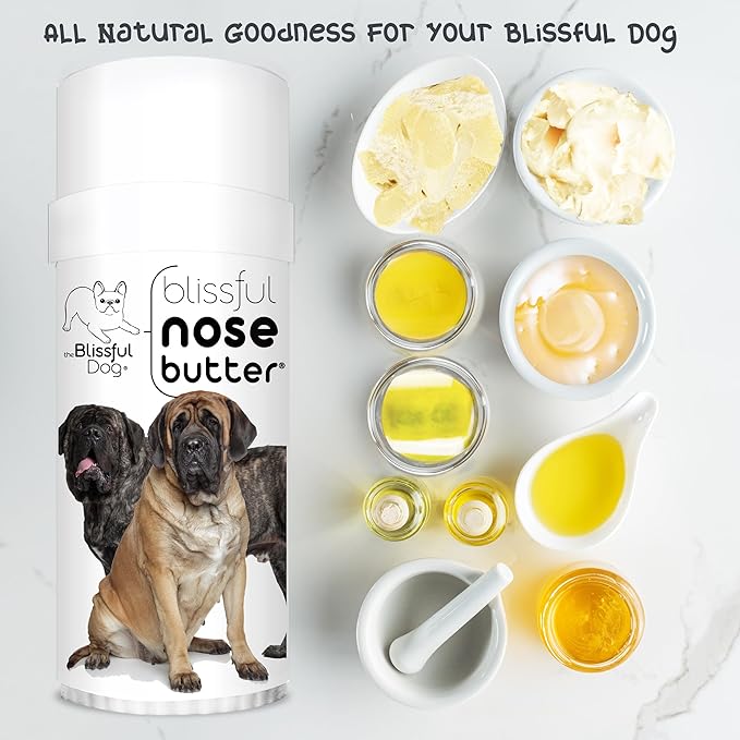The Blissful Dog Mastiff Nose Butter, Versatile Dog Nose Balm for Dry Nose, Handcrafted Nose Moisturizer, Easy-to-Apply Dog Essentials, Unscented, 2 oz.