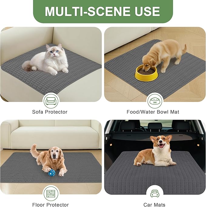 Washable Pee Pads for Dogs, Reusable Puppy Pads Dog Pads, Non-Slip Dog Pee Pads, Leak-Proof Pet Pee Pads Wee Wee Pads for Dogs. (Dark Grey, 18"x24"(Pack of 2))