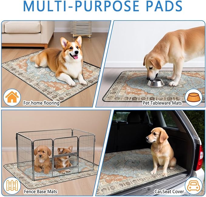 Washable Pee Pads for Dogs 2 Pack, Absorbent Reusable Puppy Pads Waterproof, Leakproof & Non-Slip Whelping Pad, Potty Training Pads for Dogs Playpen Mat 24x36