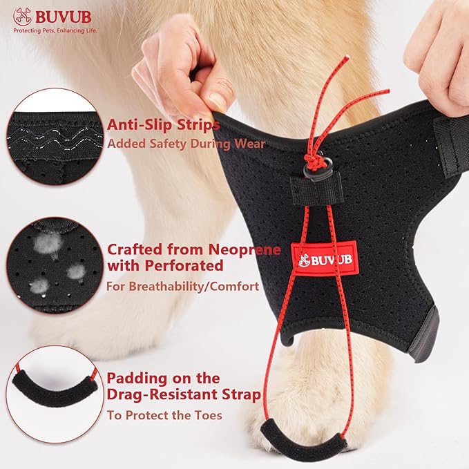 Dog Canine Knuckling Brace Front Paw Rear Leg Dog Foot Brace Wrap for Toe Dragging Cause by Sciatic Nerve Insufficiency, Myelopathy, Herniated Disc (Large,Pair Pack)