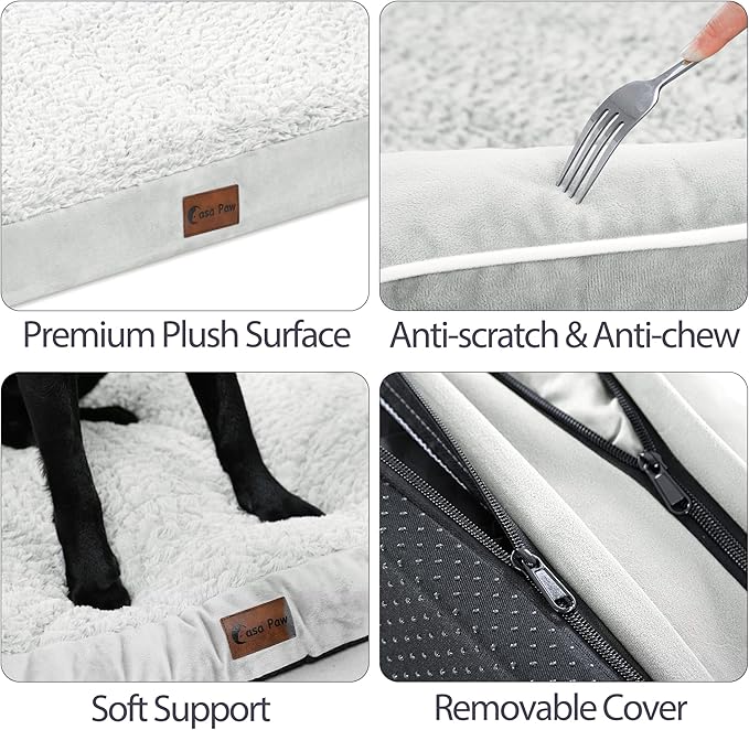 Orthopedic Dog Beds for Extra Large Dogs, Waterproof Dog Beds XLarge, Memory Foam Dogs Couch Beds with Comfy Bolster, Removable Washable Cover and Nonskid Bottom (X-Large,Grey White)