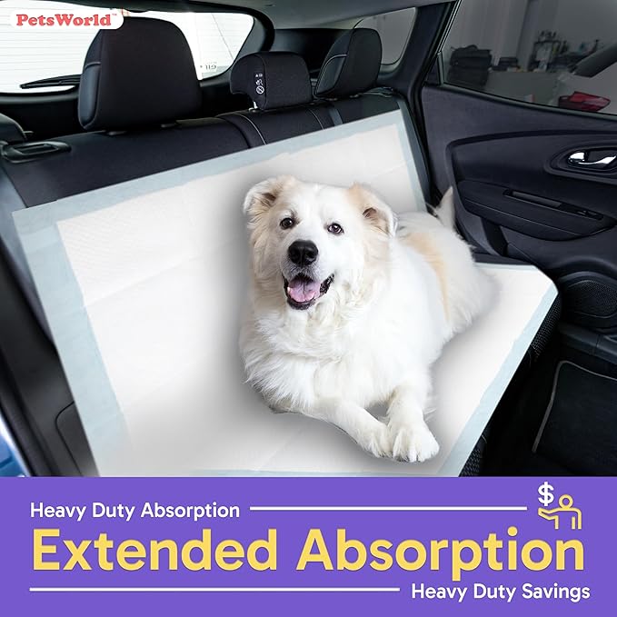 PETSWORLD Mega-Sized Dog Pee Pads (40" x 99") – 4XL Gigantic Pet Piddle Pads for Puppy Training, Incontinence – with Adhesive Sticky Tape – Leak Proof, 5-Layer Protection (320 Count)