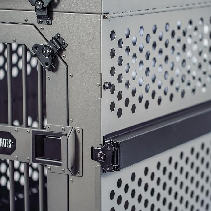 ROCK CREEK CRATES Collapsible Dog Crate: Meticulously Engineered, Durable Aluminum Construction, Non Slip Feet | 10 Year Warranty | Ideal for Indoor & Vehicle Use (White Snowfall, 30 Inch)