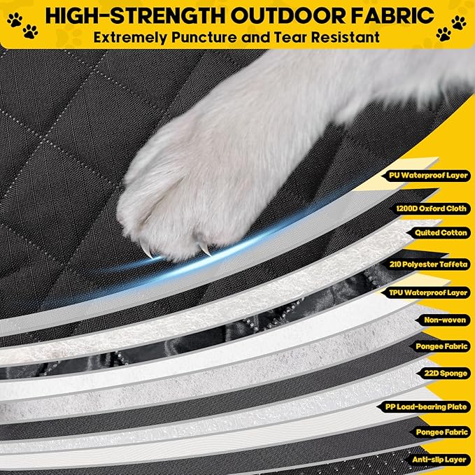 Tough Truck Dog Seat Cover for Back Seat, Dog Hammock for Car Extender with Hard Bottom,Rip-Stop 100% Waterproof Pet Seat Protector for F150/RAM1500/Silverado