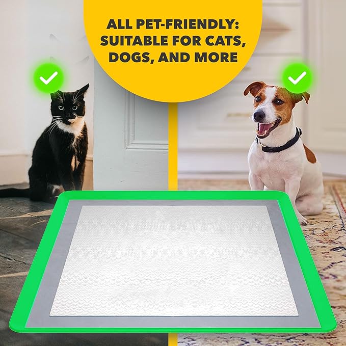 TidyFriend 2 Pack Dog Pee Pad Holder Tray Fits for 24” x 24” Wee Wee Pee Pads - Stable Grip, Raised Edges, Quick-Wipe Silicone Surface Dog Potty Tray Holder for Indoor Flooring Protection (Green)